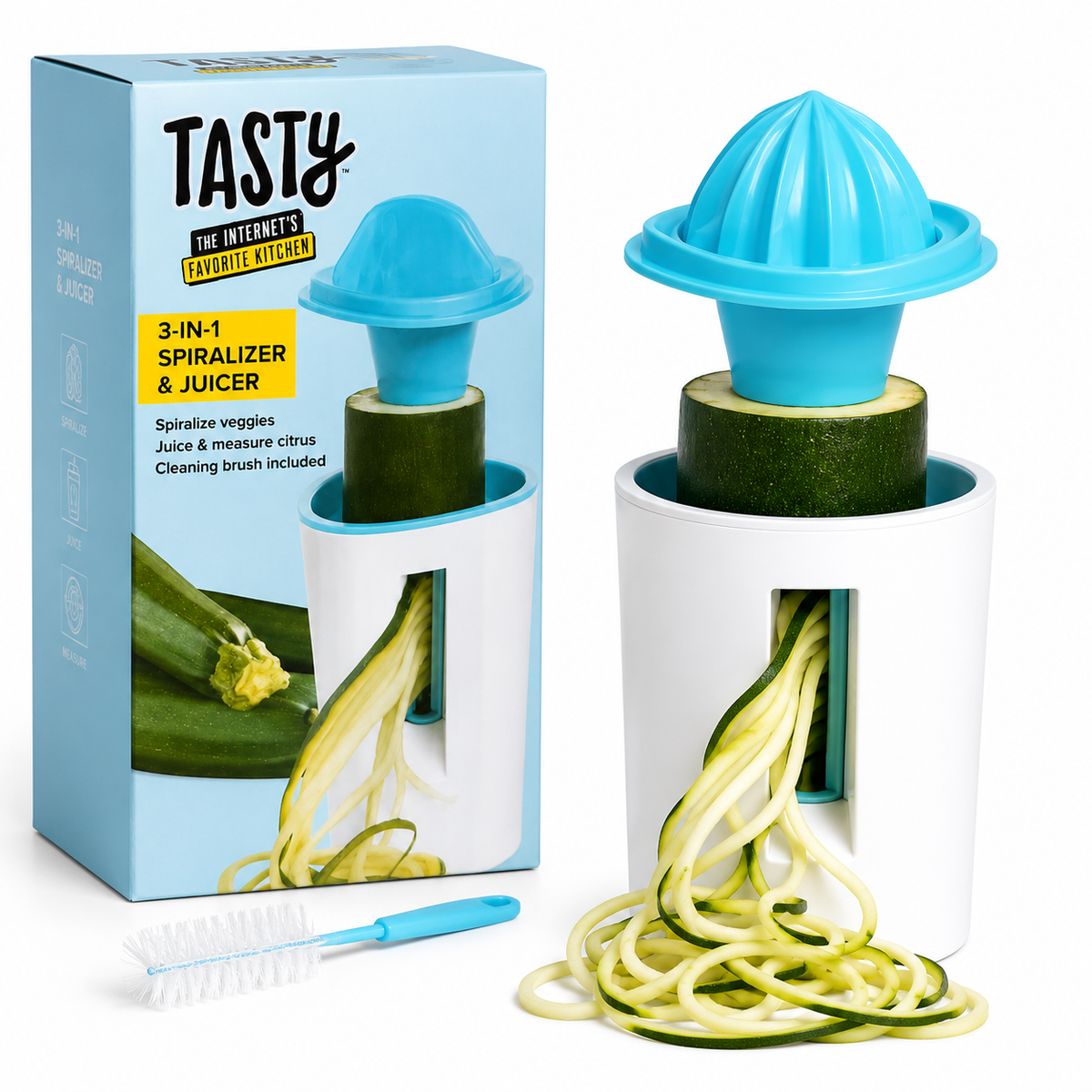 TASTY 3-in-1 Spiralizer & Juicer – Vegetable Spiralizer, Citrus Juicer & Measuring Cup