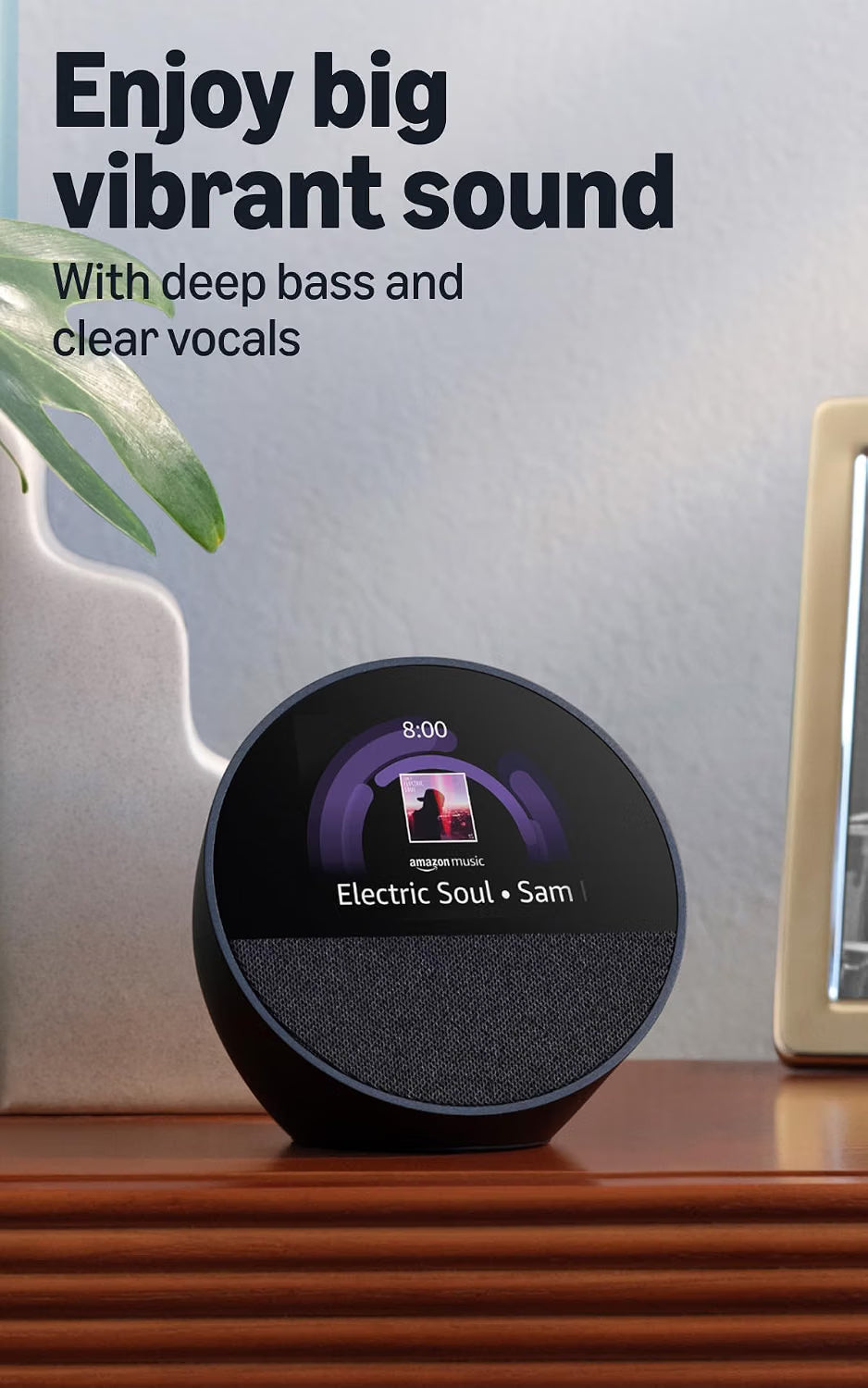 Amazon Echo Spot (newest model), Great for nightstands, offices and kitchens, Smart alarm clock, Designed for Alexa+, Black