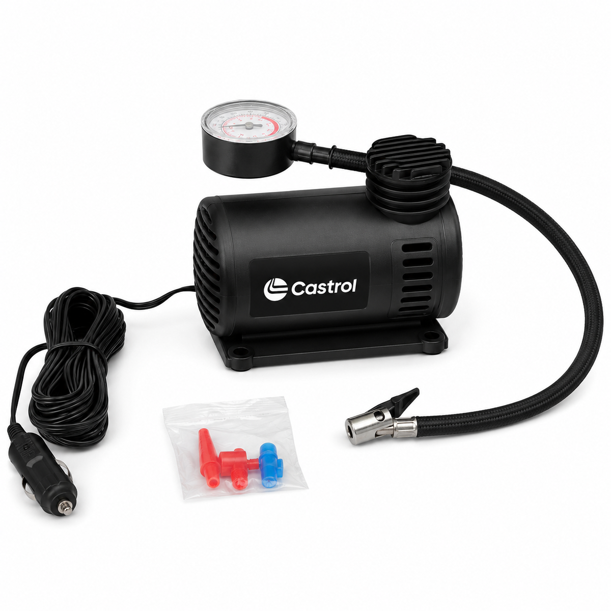 Castrol 12V Portable Air Compressor – 300 PSI Tire Inflator