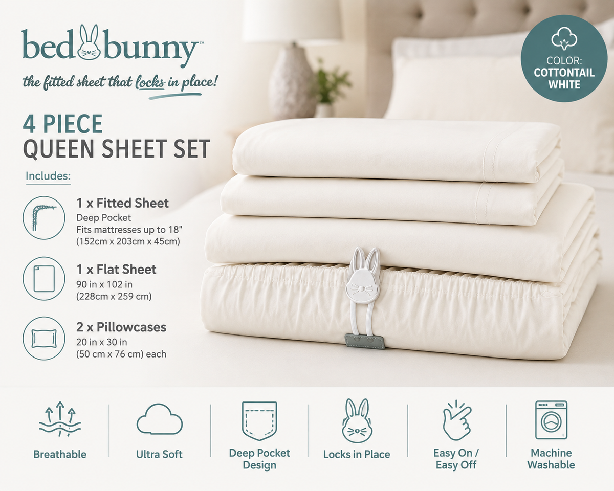 Bed Bunny Queen 4-Piece Sheet Set – Cottontail White