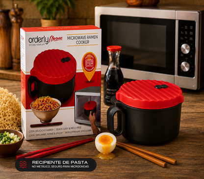 Orderly Microwave Ramen Cooker – BPA-Free Microwave Bowl with Lid & Chopsticks