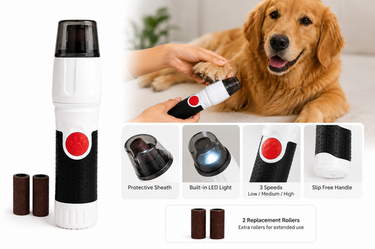Pretty Paws Electric Pet Nail Trimmer – 3-Speed Grinder with LED Light