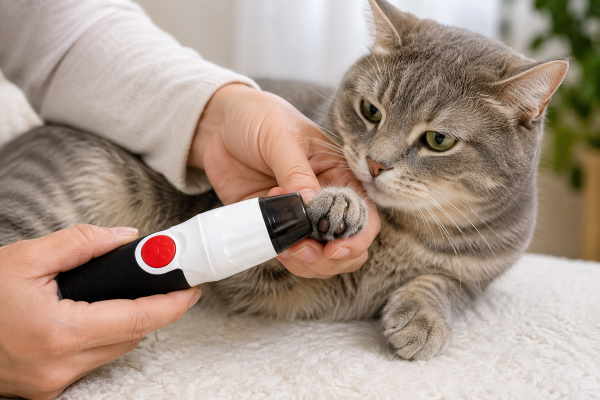 Pretty Paws Electric Pet Nail Trimmer – 3-Speed Grinder with LED Light
