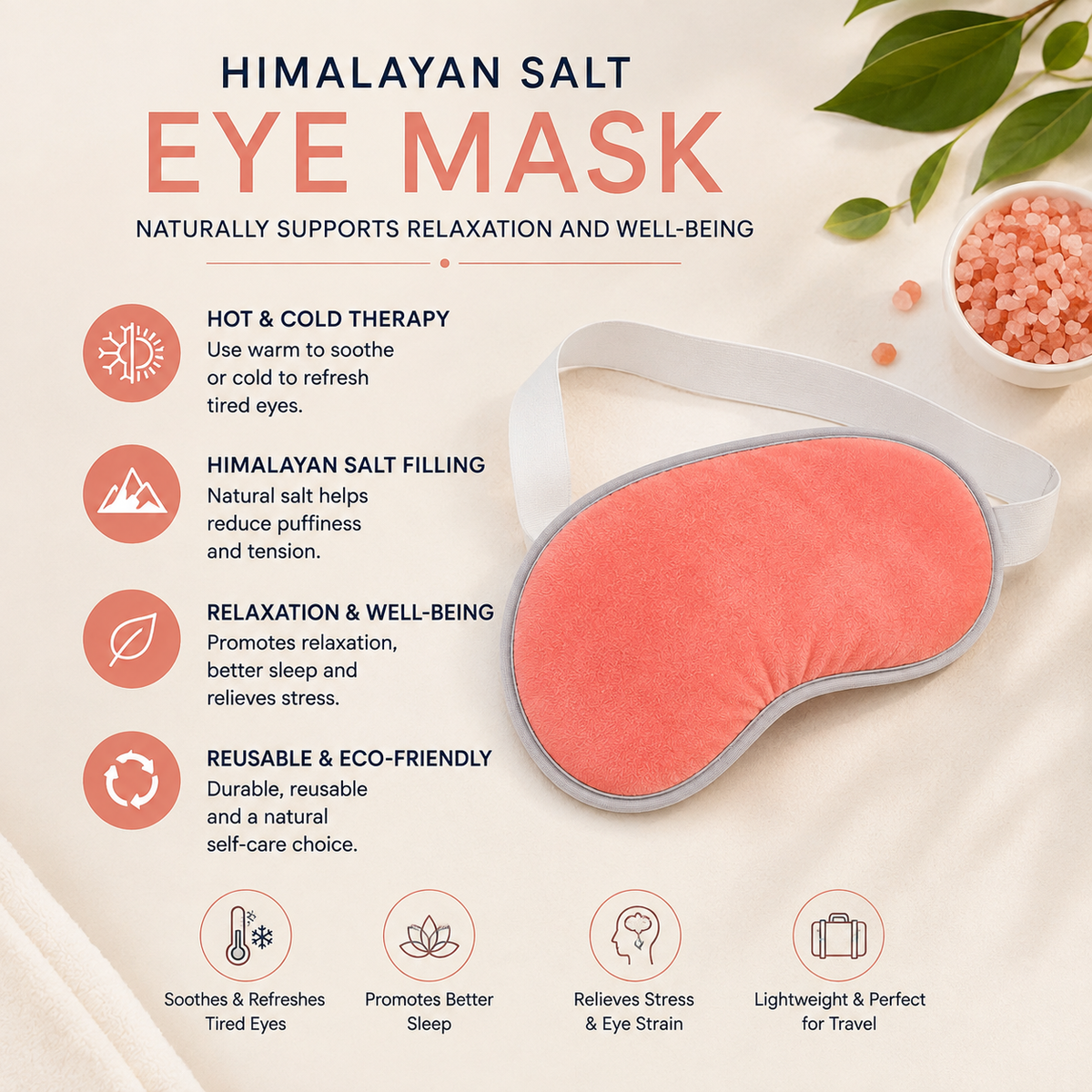 Himalayan Salt Eye Mask – Reusable Hot & Cold Therapy Mask