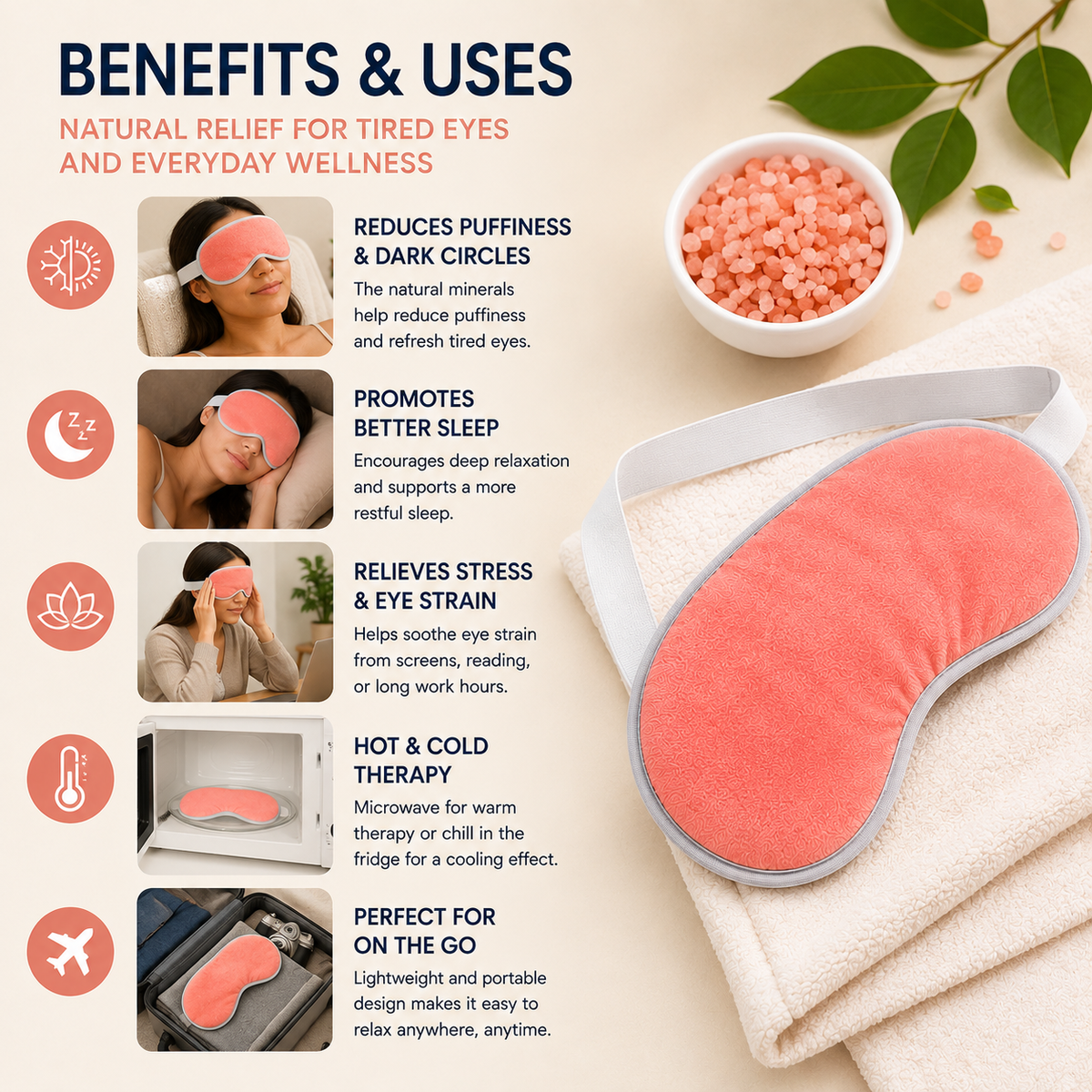 Himalayan Salt Eye Mask – Reusable Hot & Cold Therapy Mask