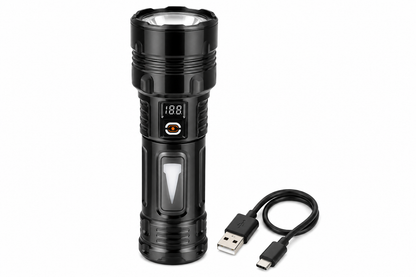 Farpoint Rechargeable Dual Beam Flashlight – 500 Lumens with Digital Display