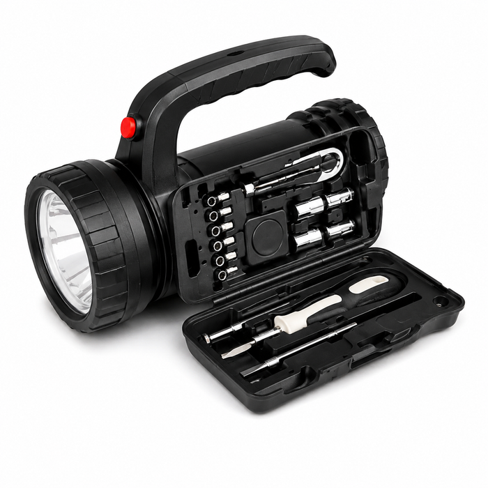 Castol 2-in-1 Roadside Flashlight & 18-Piece Tool Set