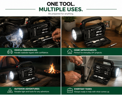 Castol 2-in-1 Roadside Flashlight & 18-Piece Tool Set