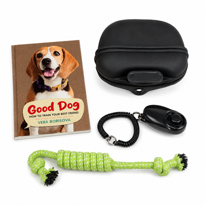Good Dog Training Book & Kit – Clicker, Treat Pouch & Chewing Rope