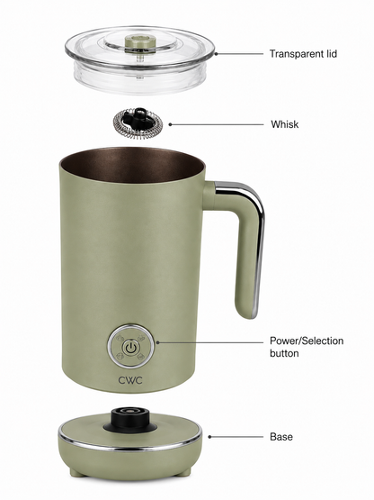 CWC Electric Milk Frother – 4-in-1 Automatic Milk Frother & Milk Warmer – Hot & Cold Foam