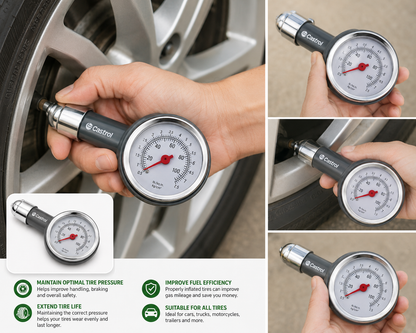 Castrol Analog Tire Pressure Gauge – High Precision 100 PSI