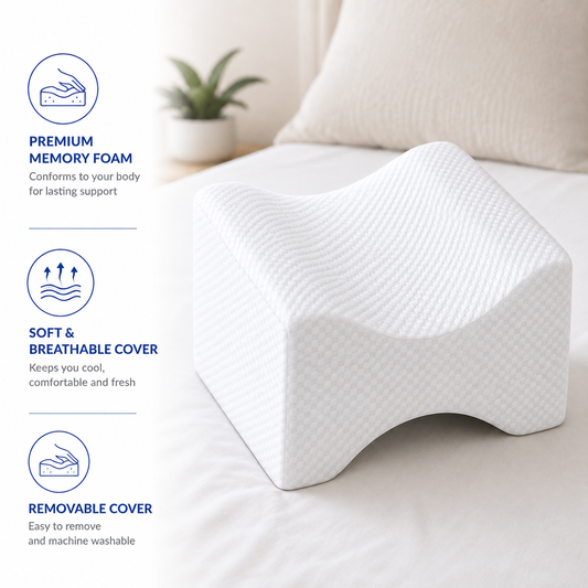 TRAKK Memory Foam Knee Wedge Pillow – Leg Support for Side Sleepers