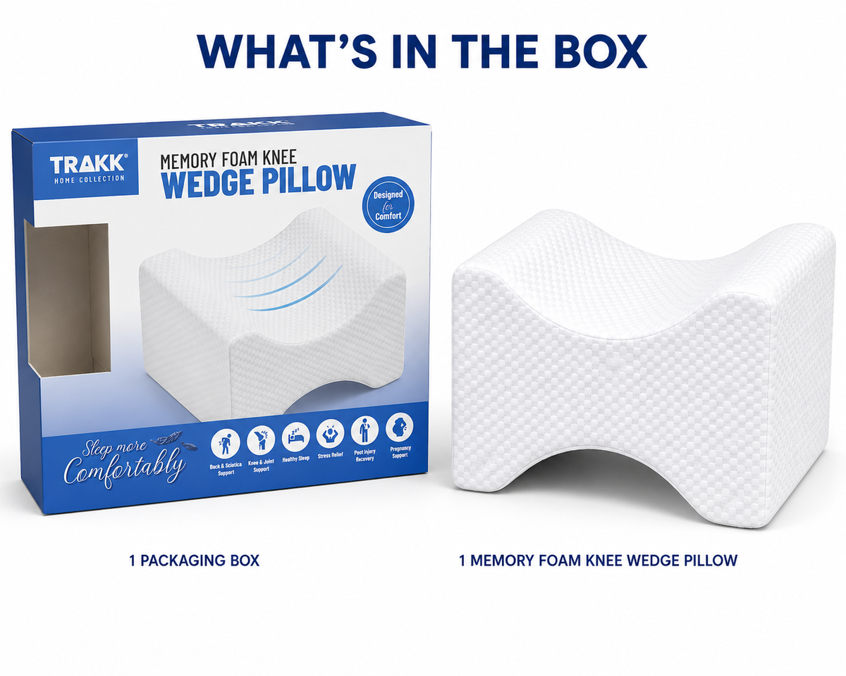 TRAKK Memory Foam Knee Wedge Pillow – Leg Support for Side Sleepers